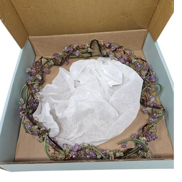 Partylite Dewdrop Candle Ring Wreath 8.5 Winter Holiday Decor In Box Beaded - Picture 1 of 4